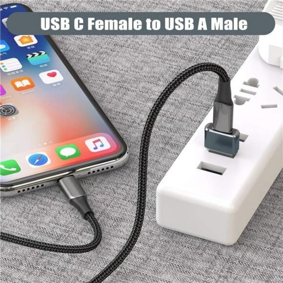 Basesailor USB to USB C Adapter for iPhone 16 Charger 2Pack USBC Female to A - Picture 3 of 8